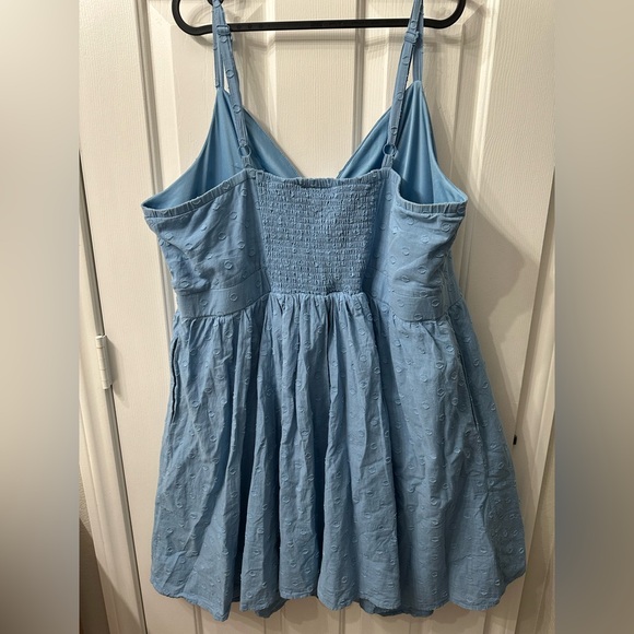 Torrid Mini Dress Spaghetti Straps Blue Elastic Back Polka Dots Monochromatic 2X - Picture 3 of 7